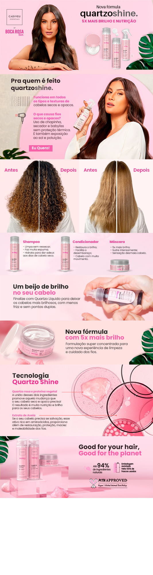 Cadiveu Essentials Quartzo Shine by Boca Rosa Hair Serum Líquido Condicionante